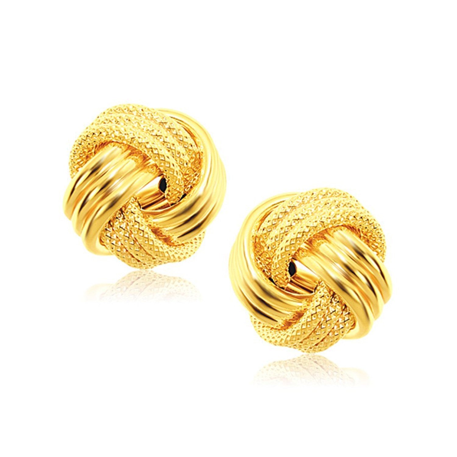 14k Yellow Gold interweaved Love Knot Stud Earrings - earrings