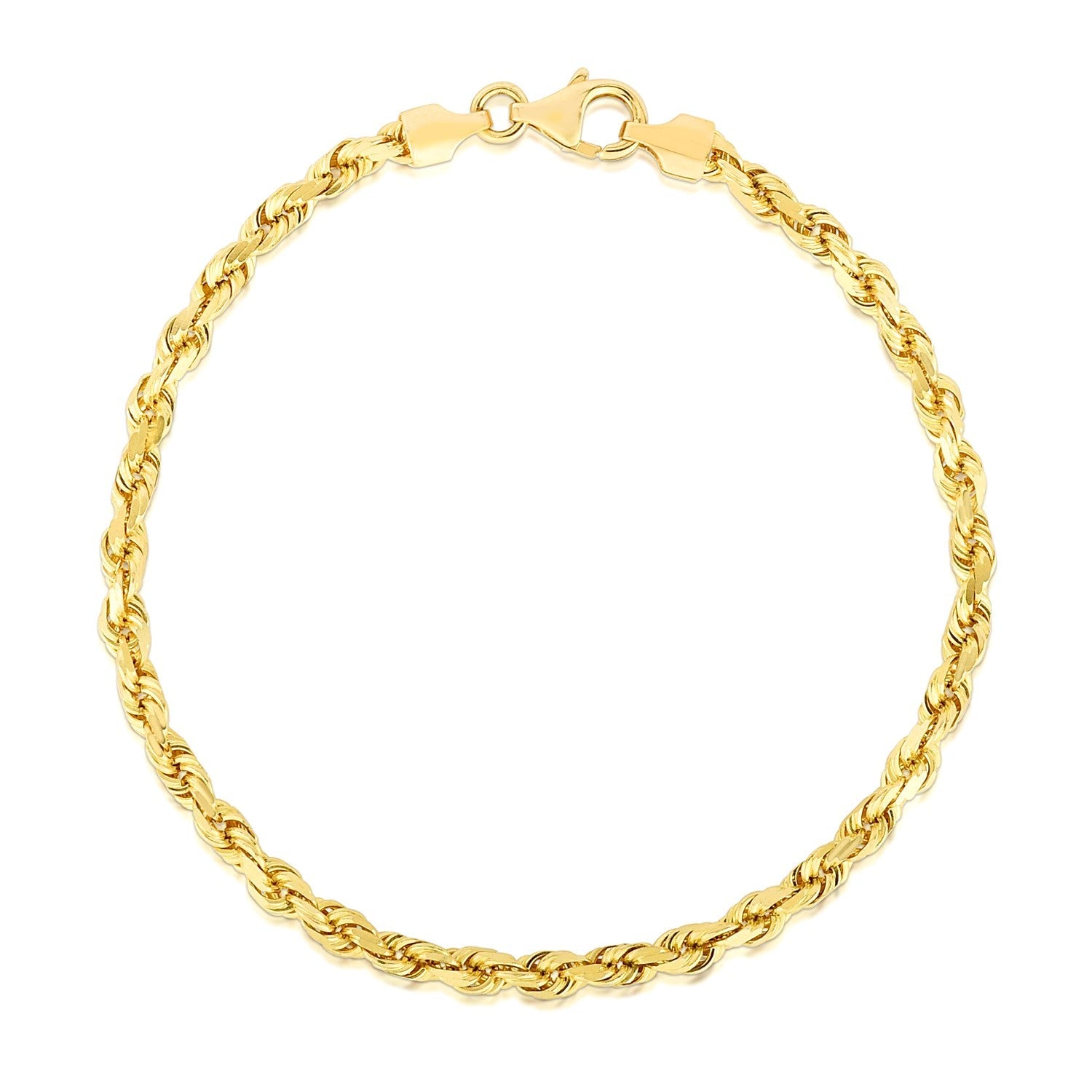 4.0mm 14k Yellow Gold Solid Diamond Cut Rope Bracelet by Bids.com