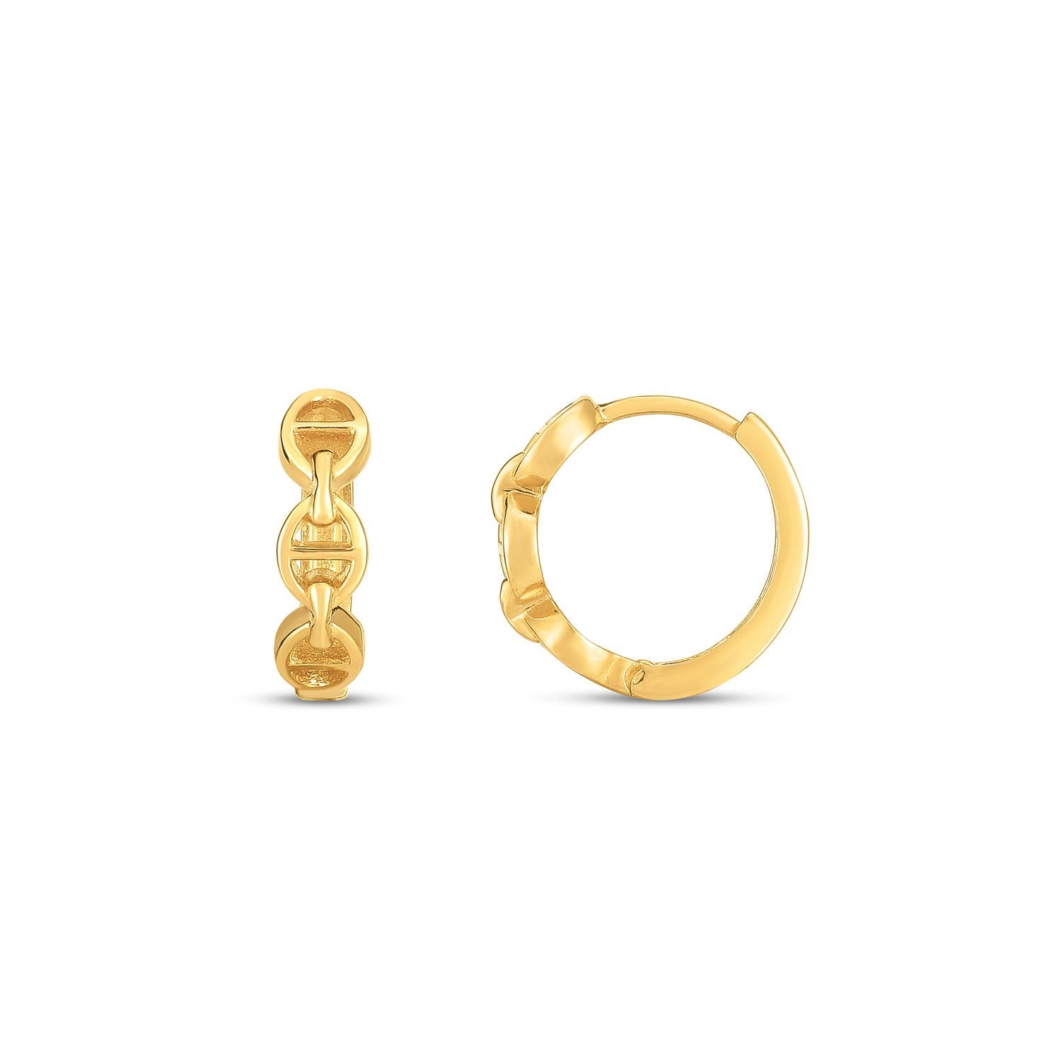 14k Yellow Gold Oval Mariner Huggies by Avera Group