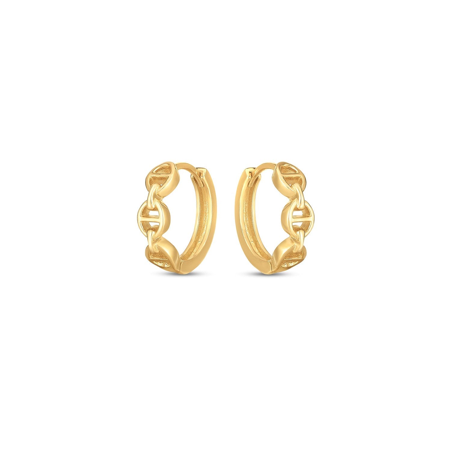14k Yellow Gold Oval Mariner Huggies - DestGlow
