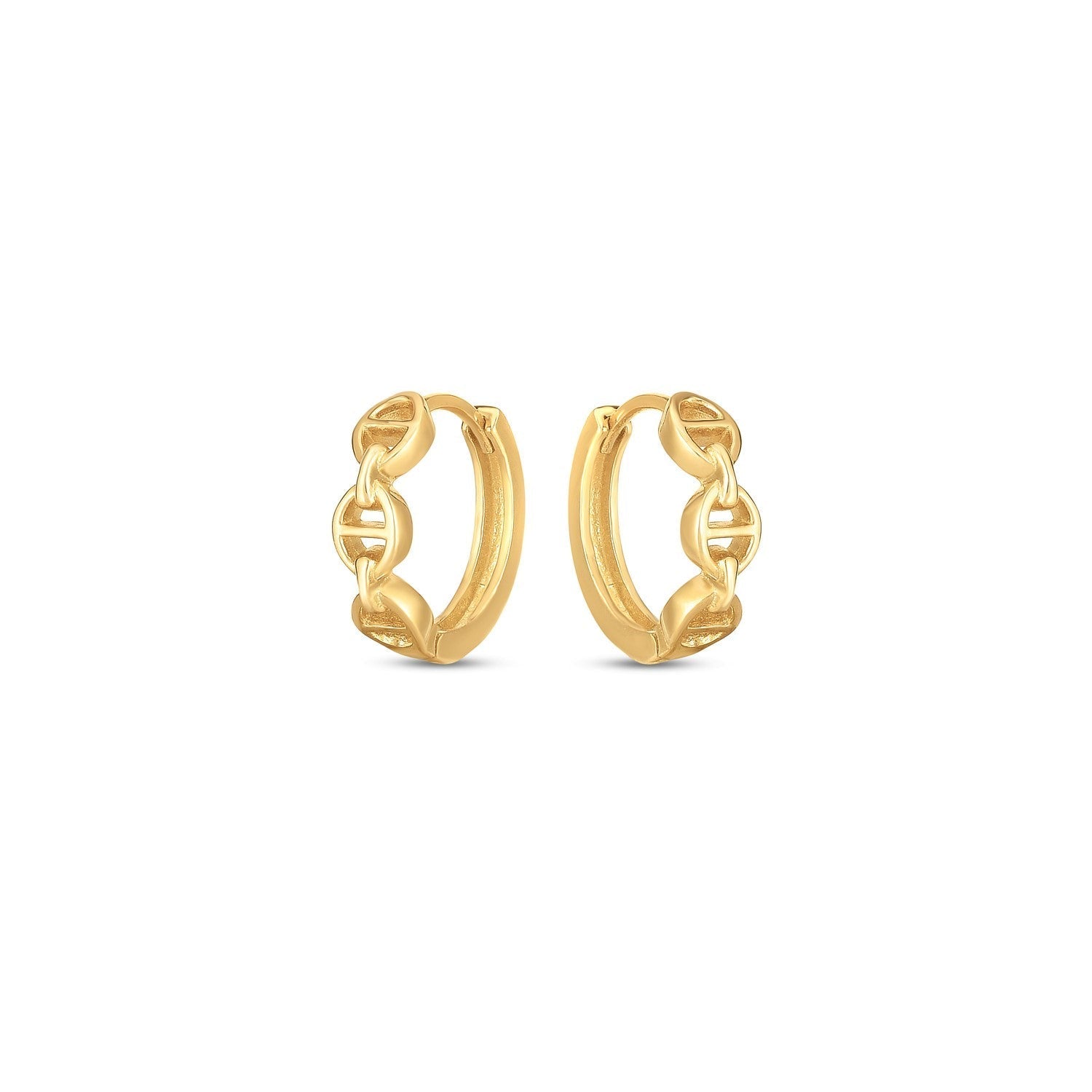 14k Yellow Gold Oval Mariner Huggies DestGlow