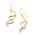 14k Two Tone Gold Double Helix Polished Dangling Earrings - accessories
