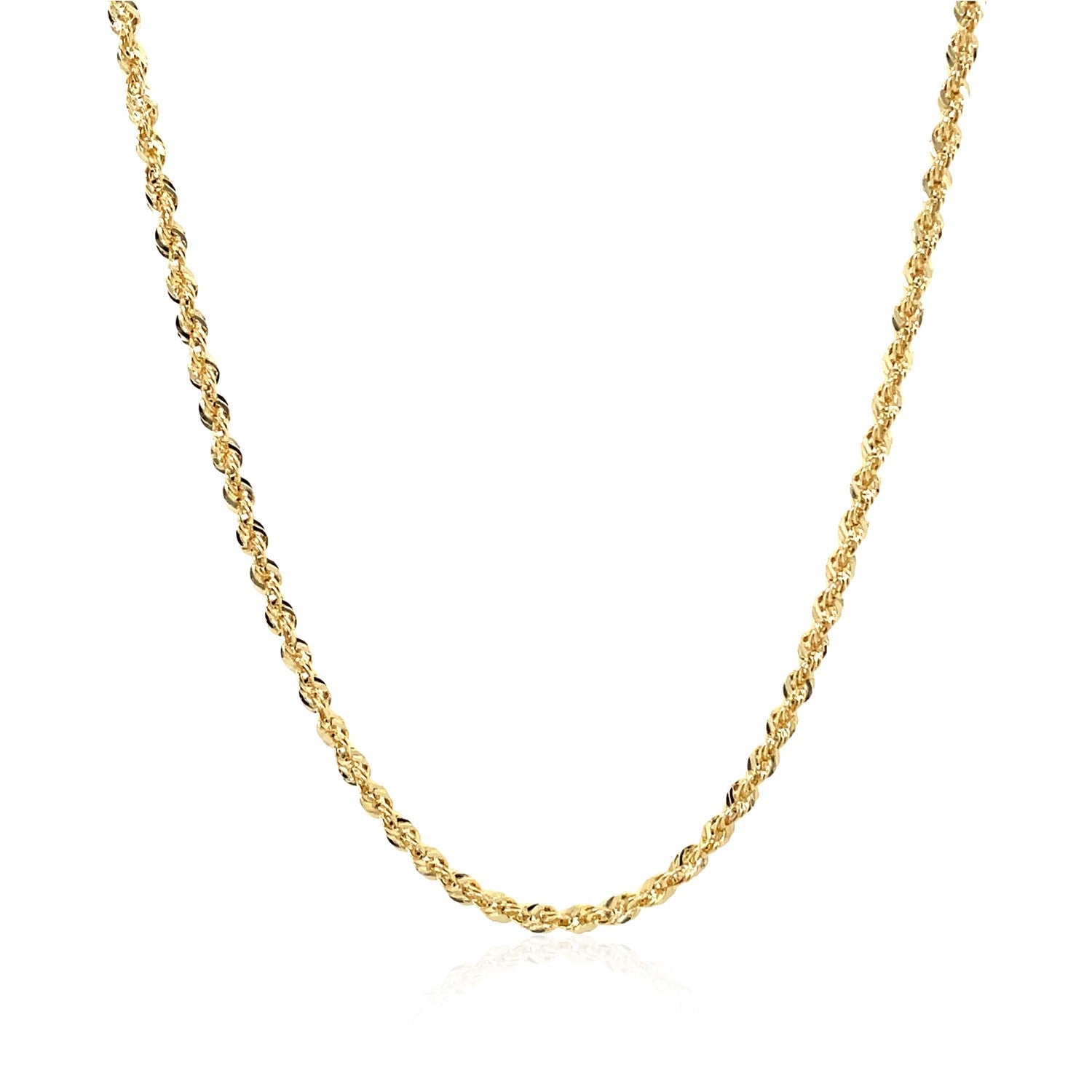 10K Yellow Gold Hollow Diamond Cut Rope Chain (2.00 mm) by Bids.com