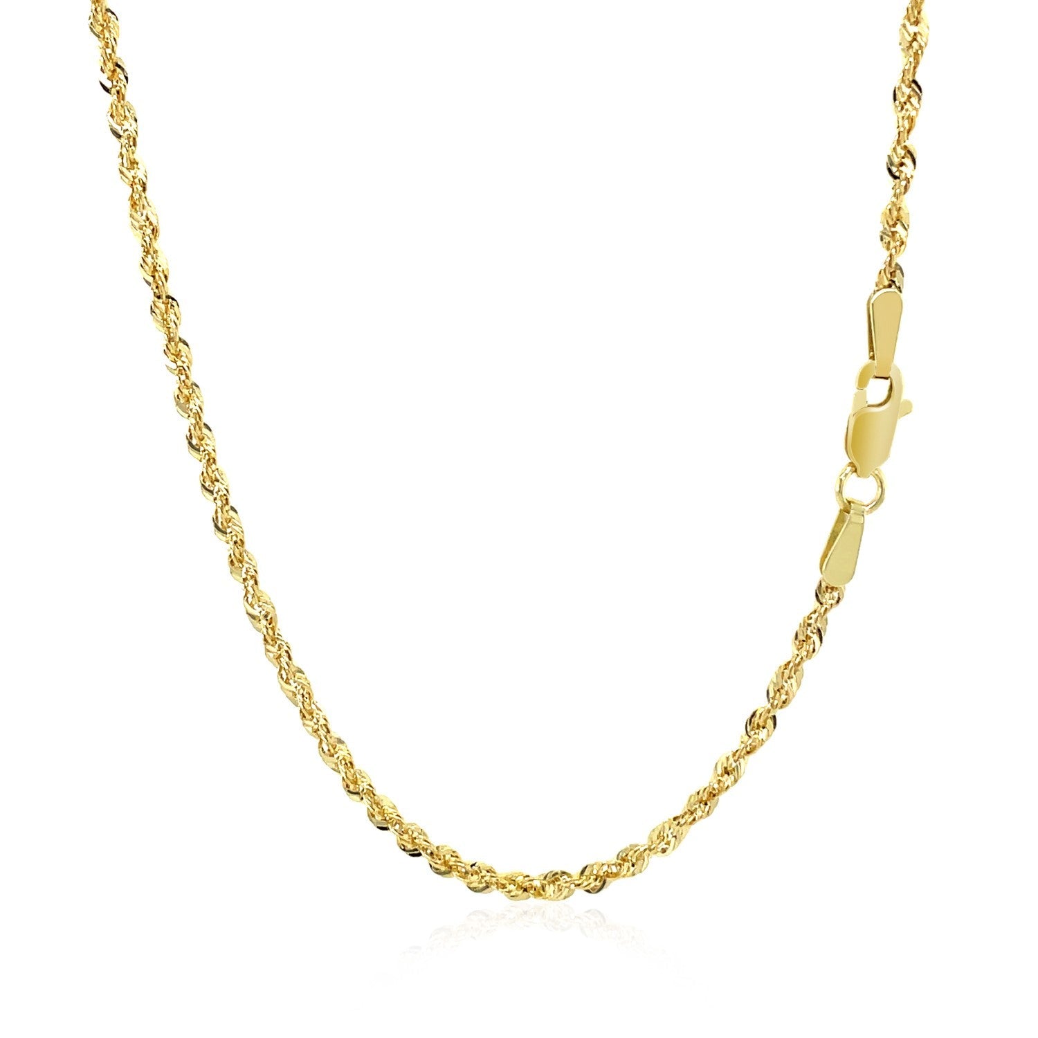 10K Yellow Gold Hollow Diamond Cut Rope Chain (2.00 mm) by Bids.com