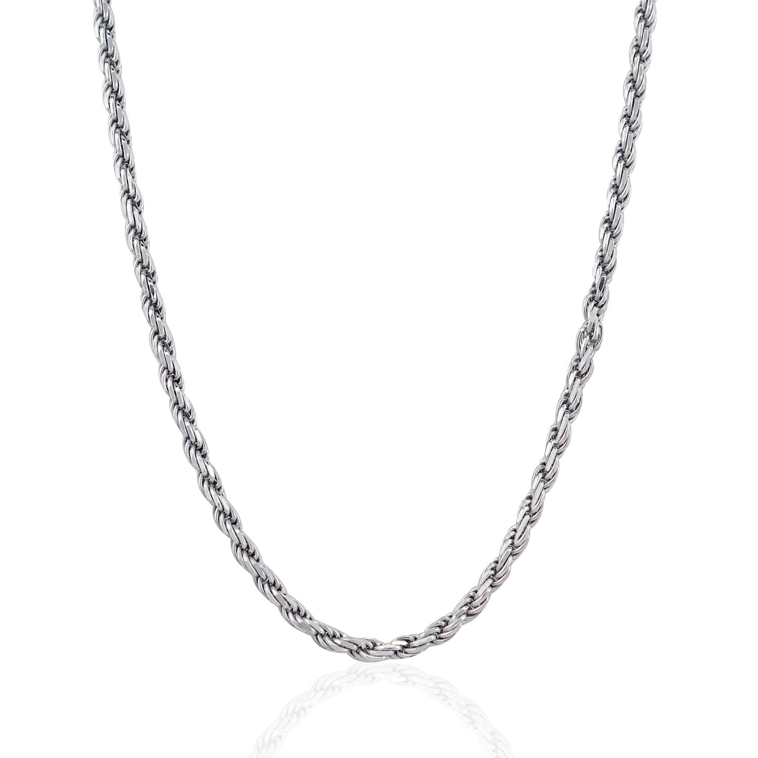 Sterling Silver 3.6mm Diamond Cut Rope Style Chain - DestGlow
