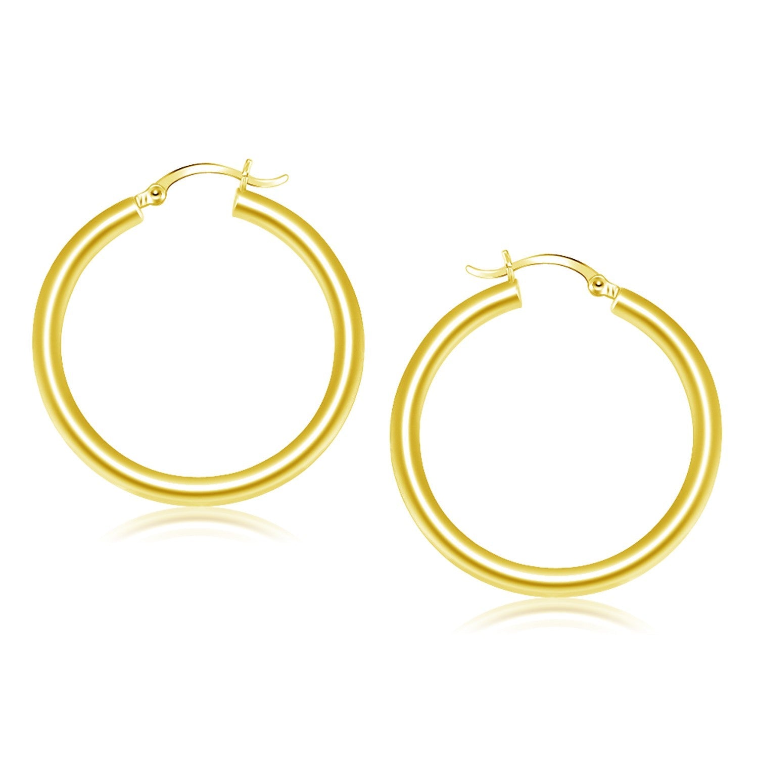 14k Yellow Gold Polished Hoop Earrings (4x40mm) - earrings