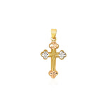 14k Tri Color Gold Cross Pendant - necklaces