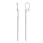 14k White Gold Long Bar Diamond Cut Drop Earrings - earrings