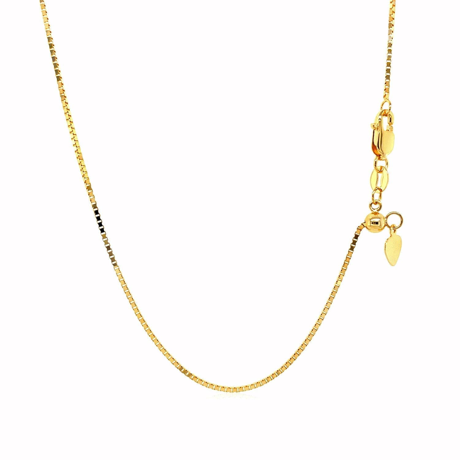 14k Yellow Gold Adjustable Box Chain 0.85mm by Avera Group