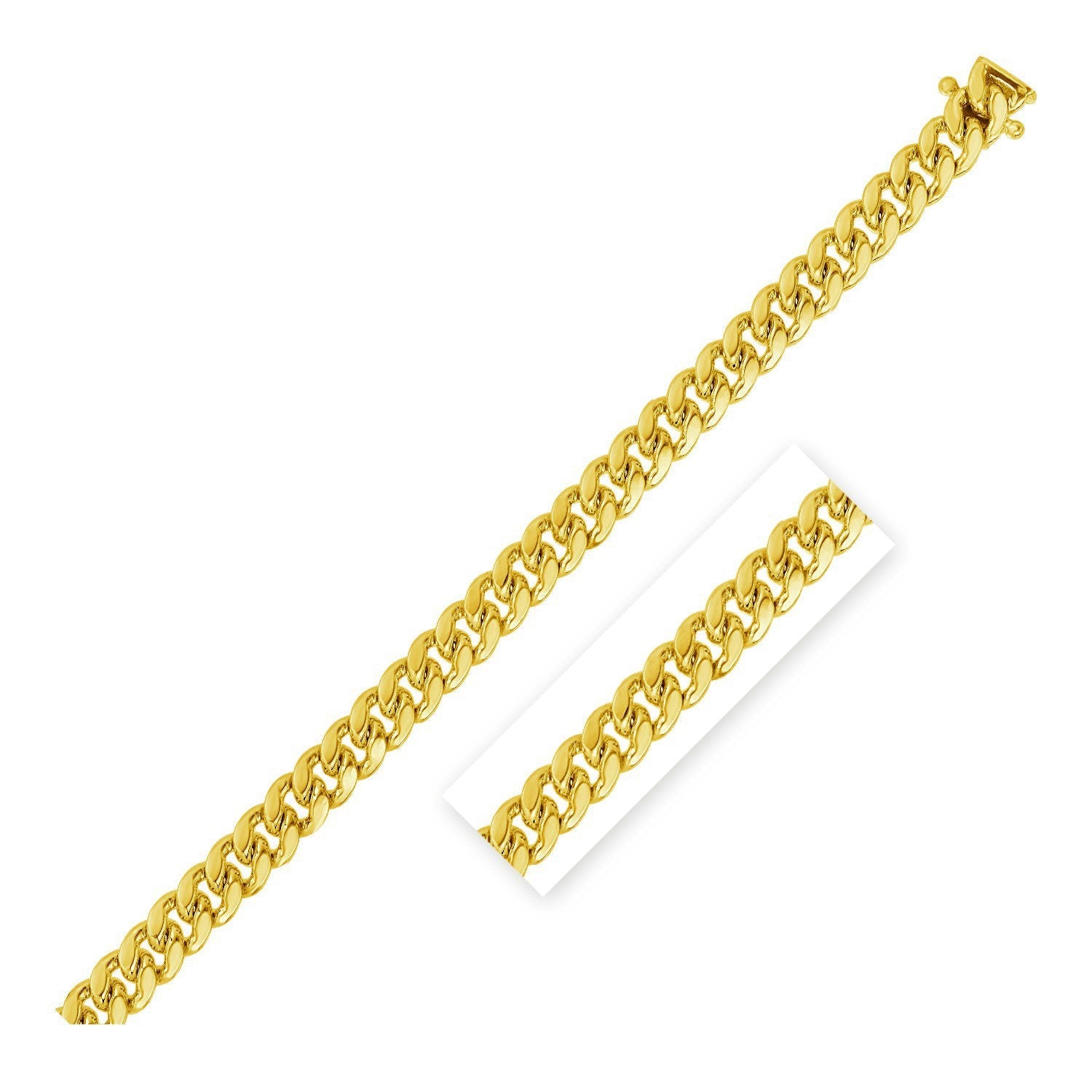 4.0mm 14k Yellow Gold Classic Solid Miami Cuban Chain - DestGlow
