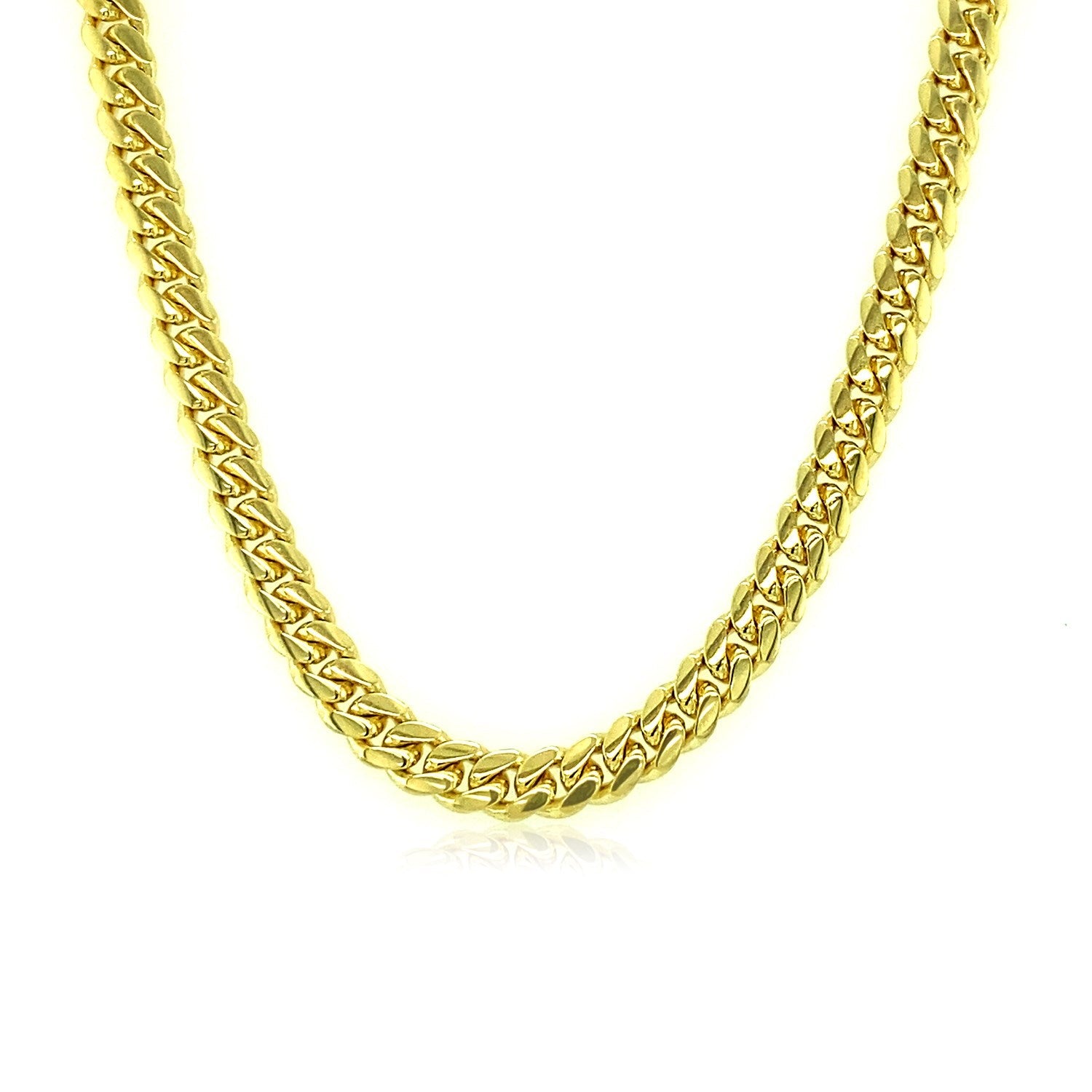 4.0mm 14k Yellow Gold Classic Solid Miami Cuban Chain - DestGlow