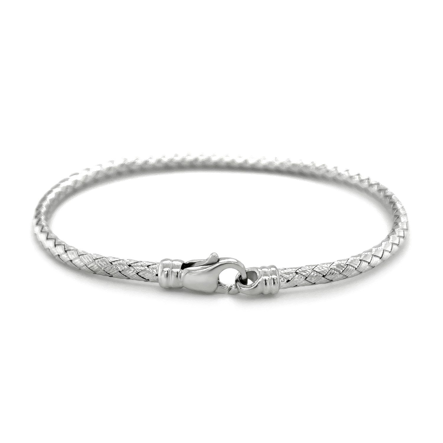 Fancy Weave Bangle in 14k White Gold (3.0mm) DestGlow