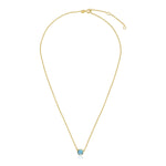 14k Yellow Gold 17 inch Necklace with Round Blue Topaz - necklaces