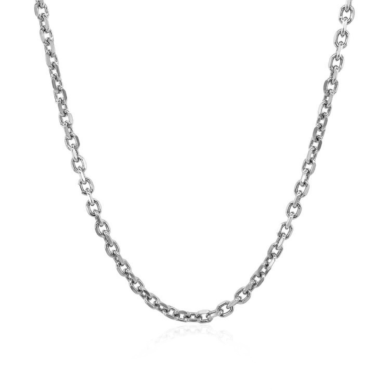 14k White Gold Diamond Cut Cable Link Chain (2.20 mm) by Avera Group
