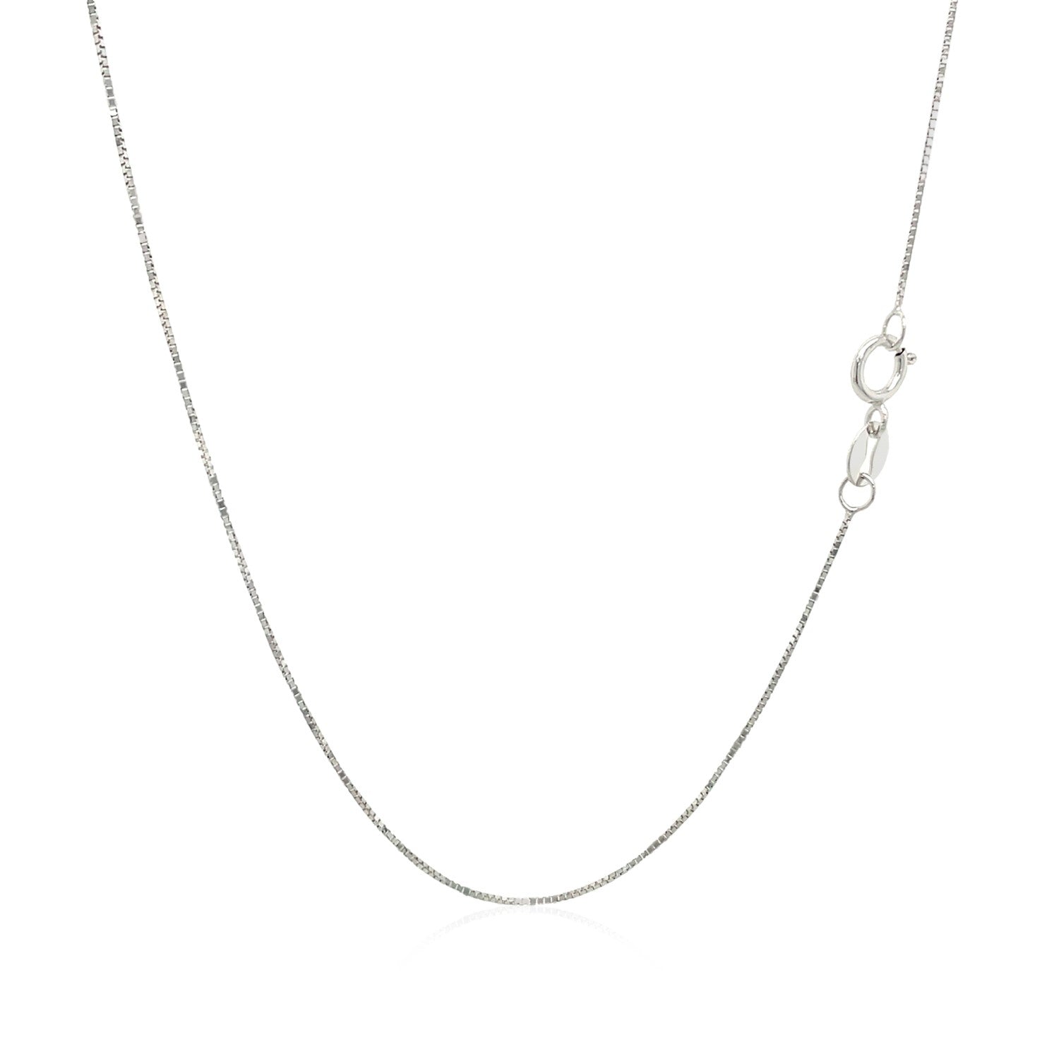 10k White Gold Classic Box Chain 0.45mm - DestGlow