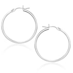 14k White Gold Polished Hoop Earrings (1.5x25mm) - earrings