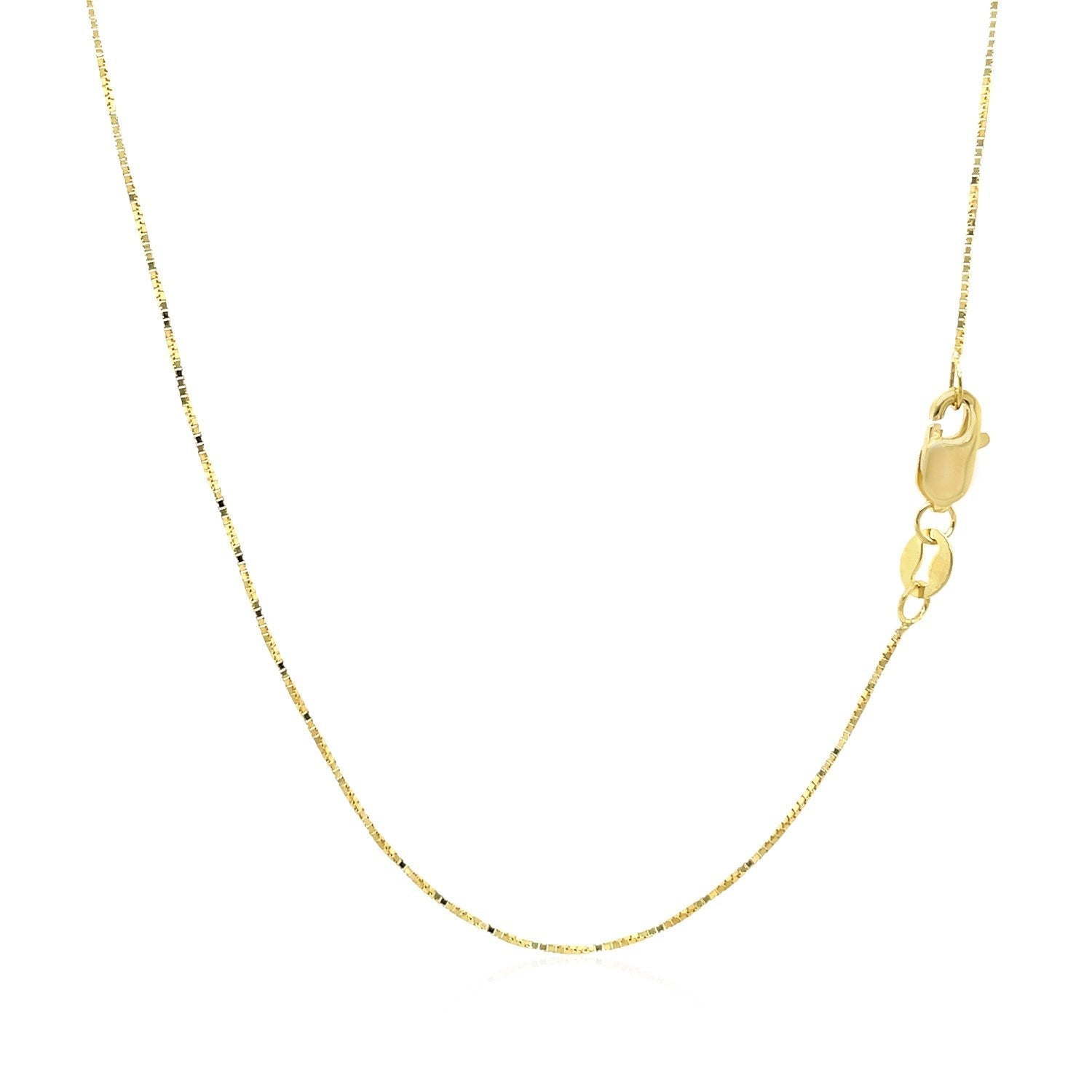 18k Yellow Gold Box Chain 0.6mm (0.60 mm) DestGlow