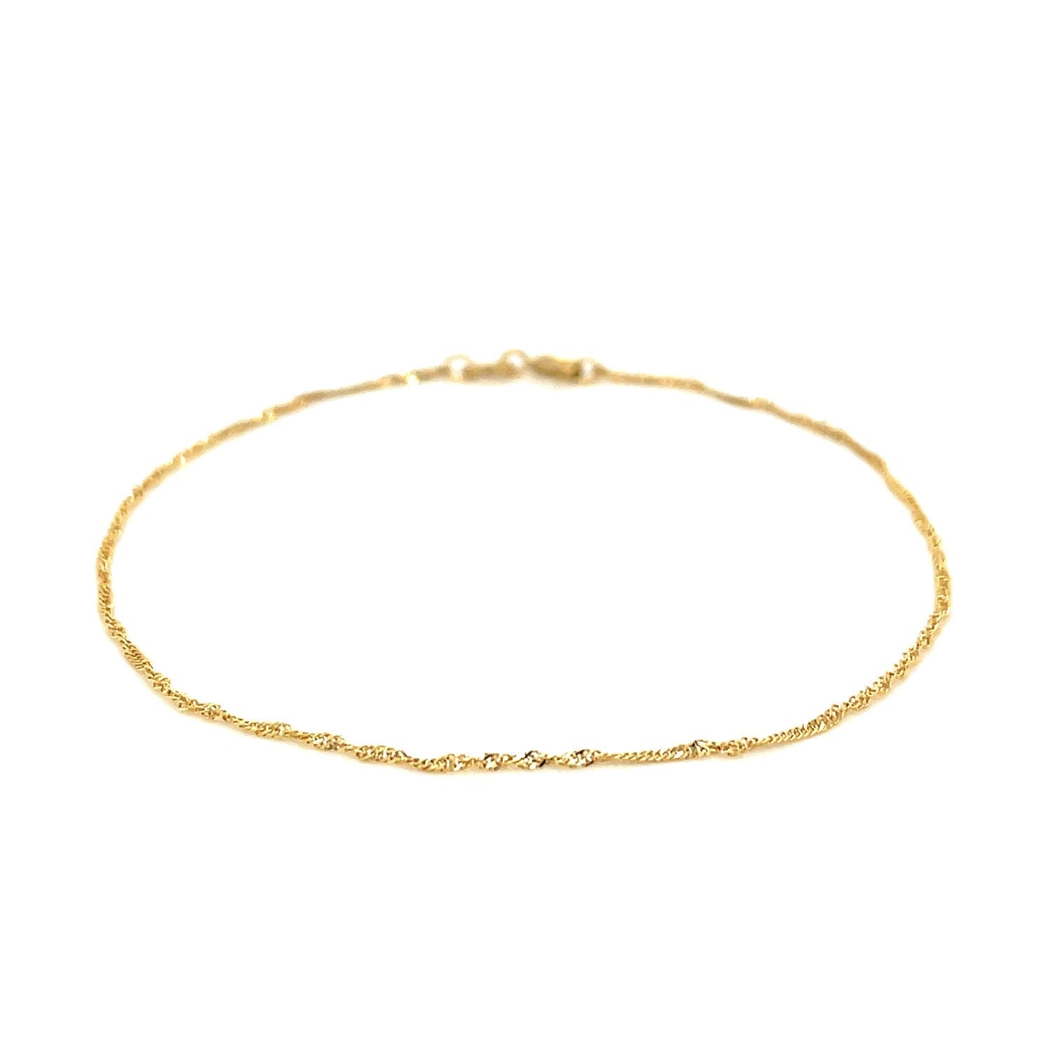 14k Yellow Gold Singapore Bracelet 1.0mm by Avera Group
