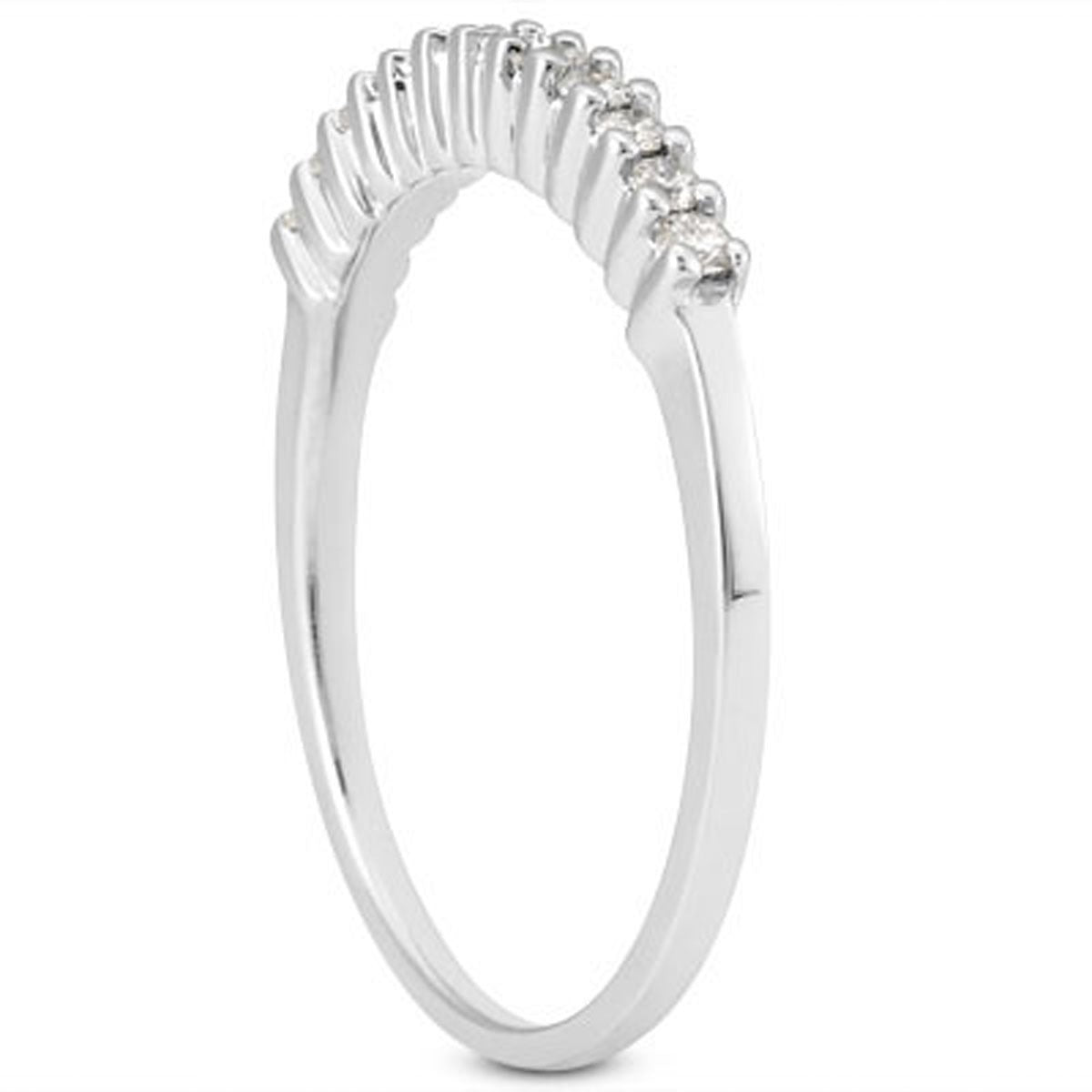 14k White Gold Raised Shared Prong Diamond Wedding Ring Band by Bids.com