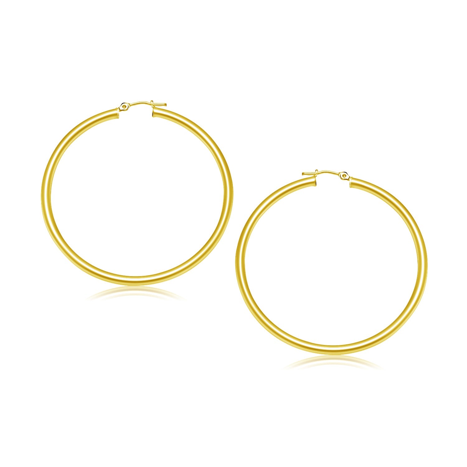 14k Yellow Gold Polished Hoop Earrings (3x30mm) - earrings