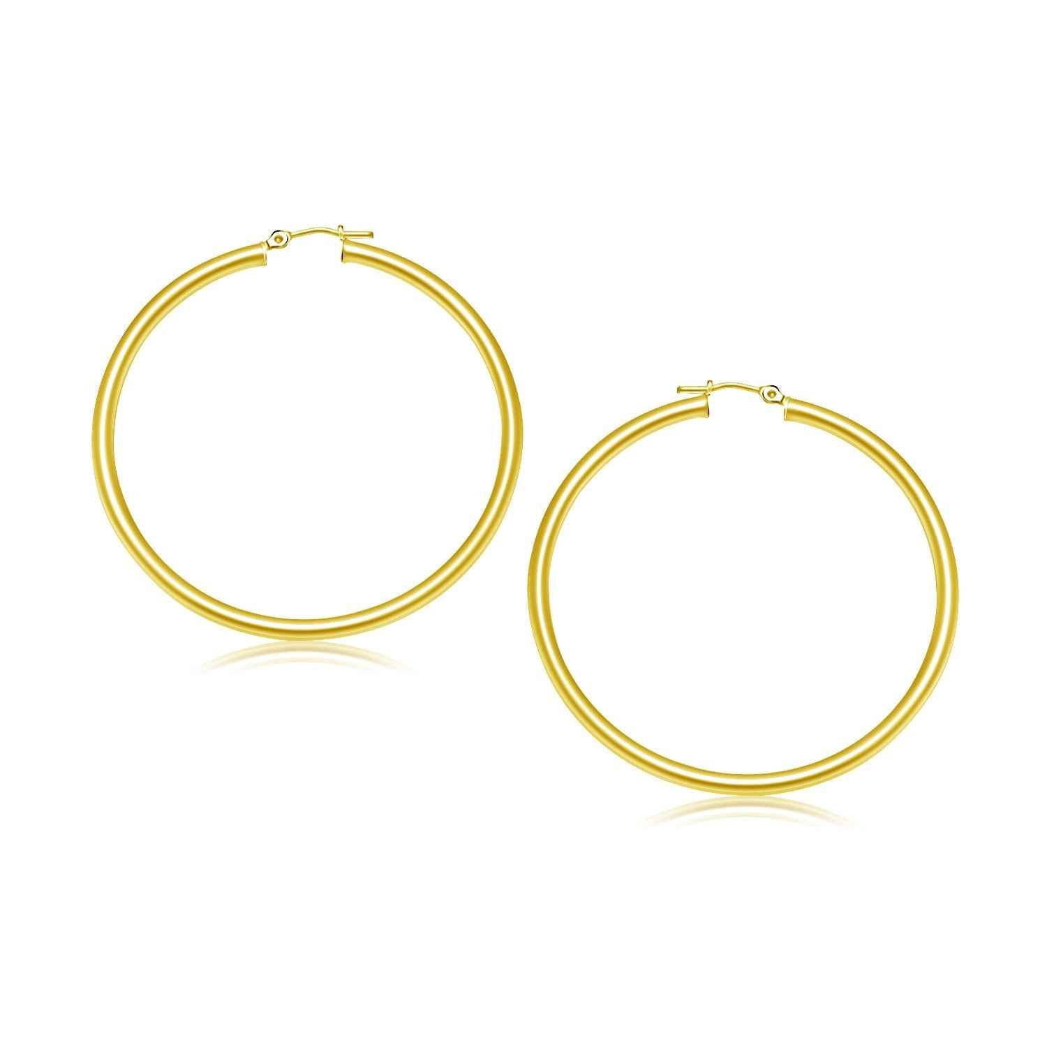 14k Yellow Gold Polished Hoop Earrings 30 mm