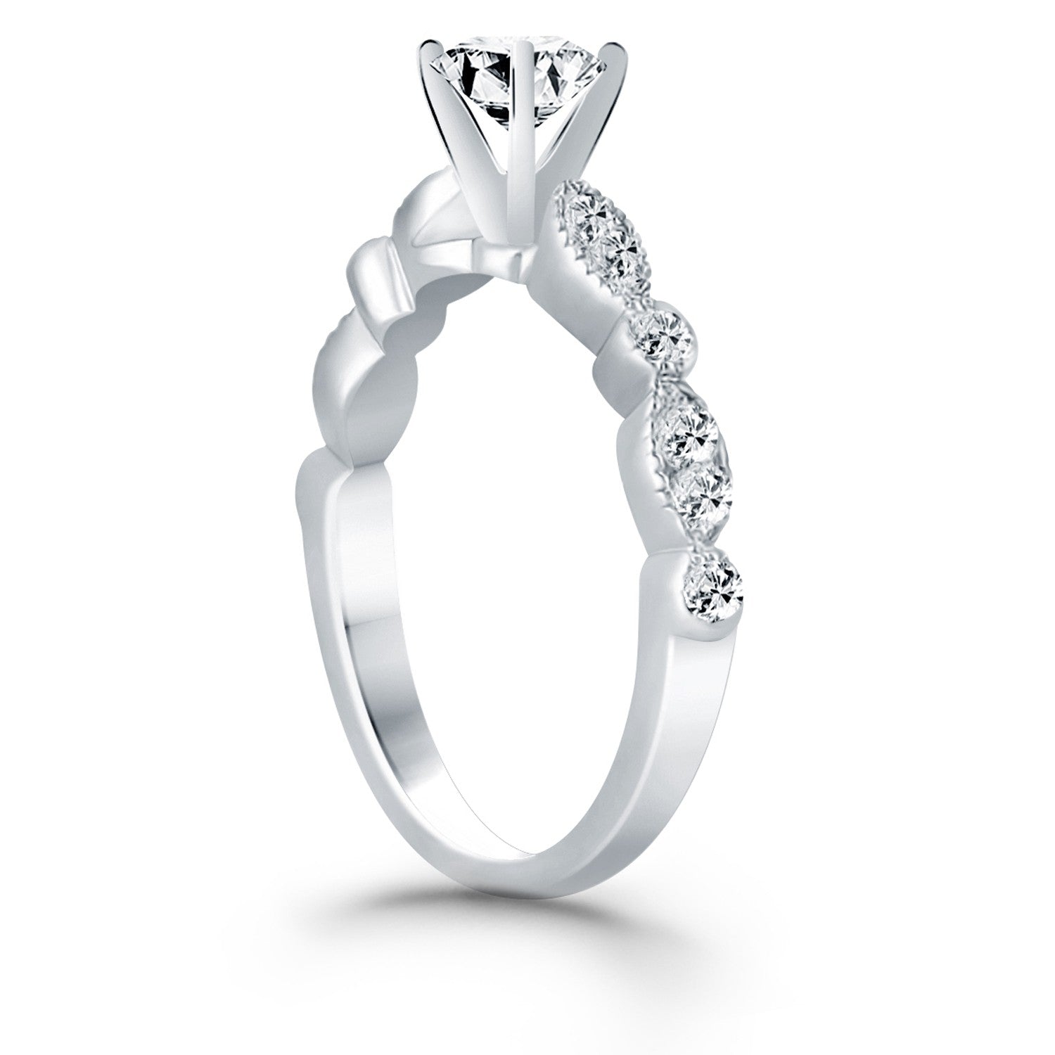14k White Gold Fancy Shaped Diamond Engagement Ring by Bids.com