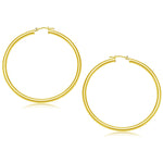 14k Yellow Gold Polished Hoop Earrings (3x50mm) - earrings