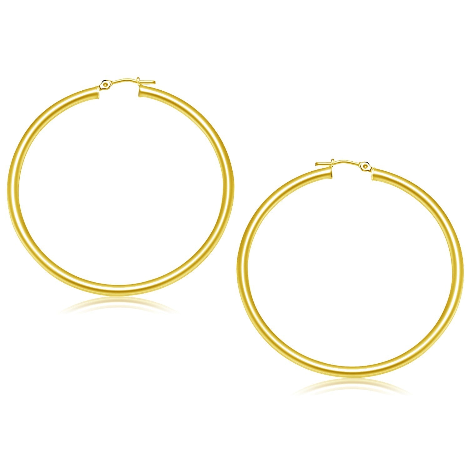 14k Yellow Gold Polished Hoop Earrings (3x50mm) - earrings