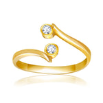 14k Yellow Gold Cubic Zirconia Accented Curve Ended Toe Ring - rings