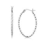 Sterling Silver Rhodium Plated Textured Diamond Cut Classic Hoop Earrings - DestGlow