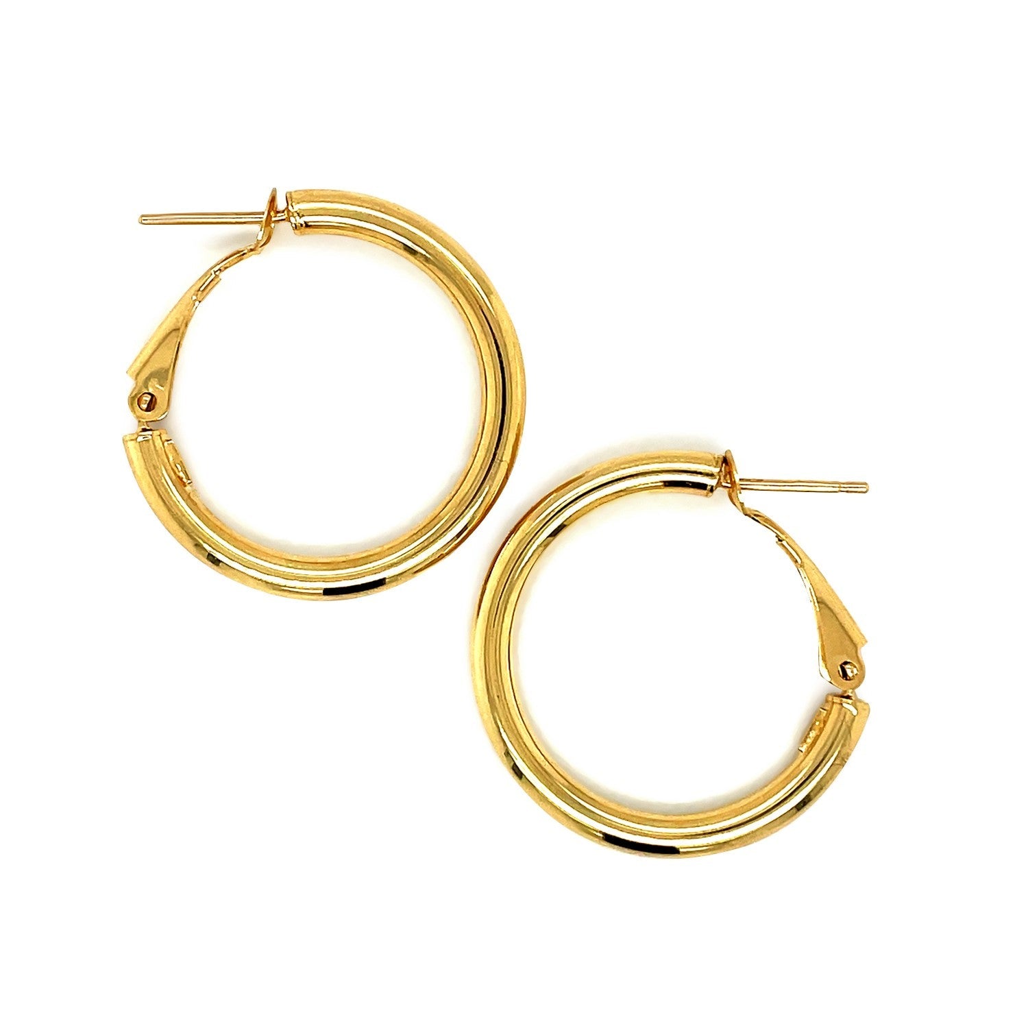 14k Yellow Gold High Polish Hoop Earrings(2x20mm) - DestGlow