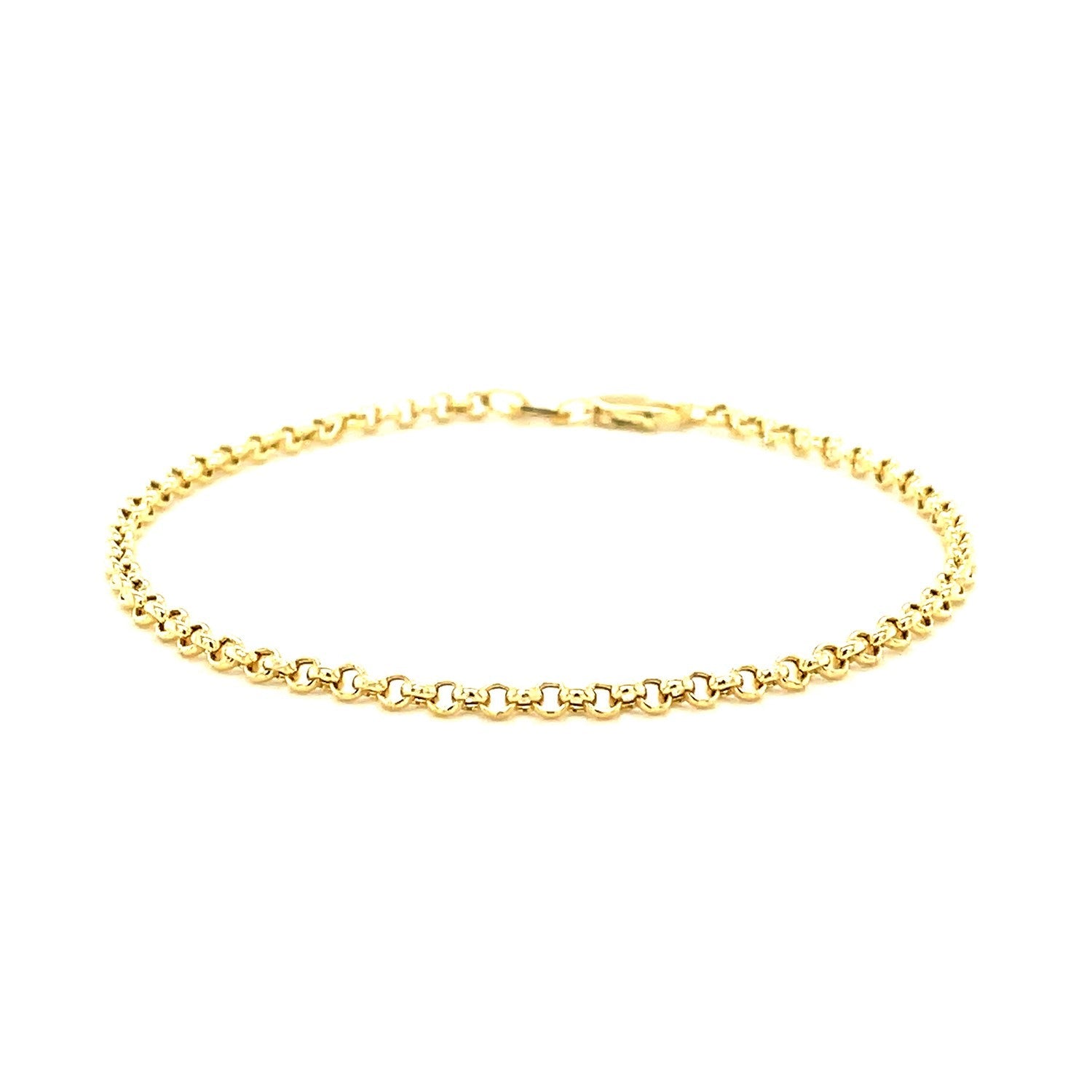 2.3mm 14k Yellow Gold Rolo Bracelet - DestGlow
