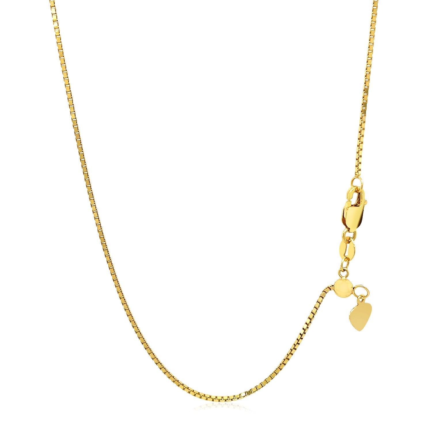 14k Yellow Gold Adjustable Box Chain (1.10 mm) by Avera Group