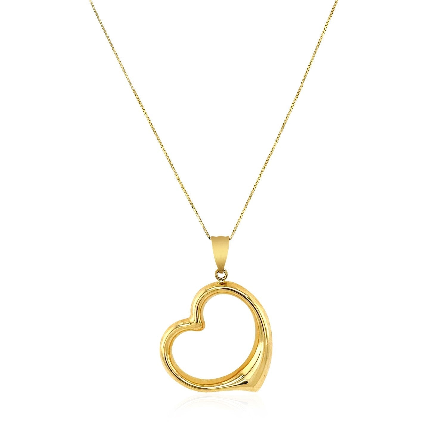 14k Yellow Gold Floating Heart Drop Pendant DestGlow