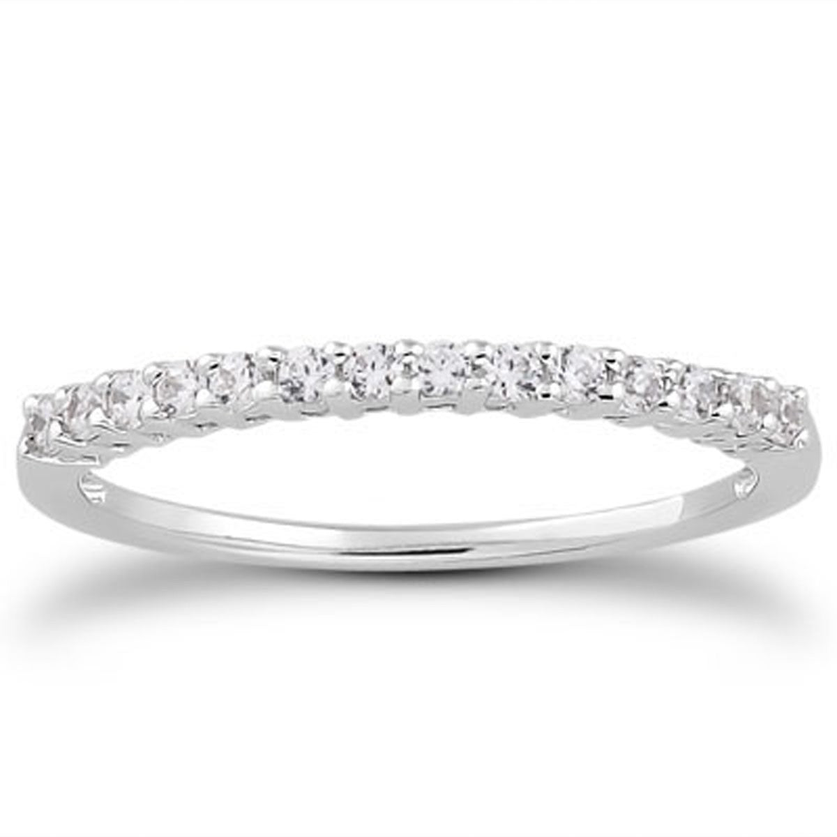 14k White Gold Shared Prong Diamond Wedding Ring Band with Airline Gallery by Bids.com