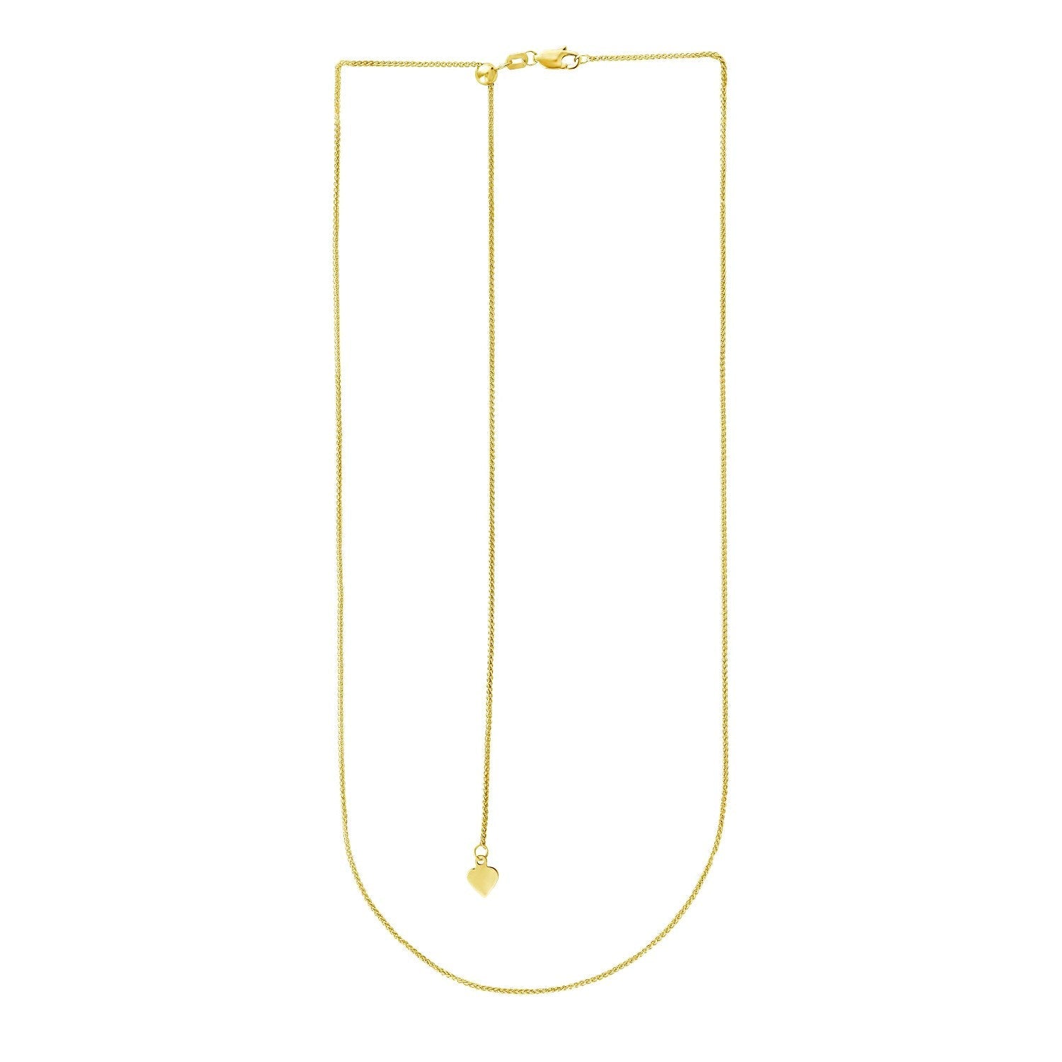 14k Yellow Gold Adjustable Wheat Chain 1.0mm by Bids.com