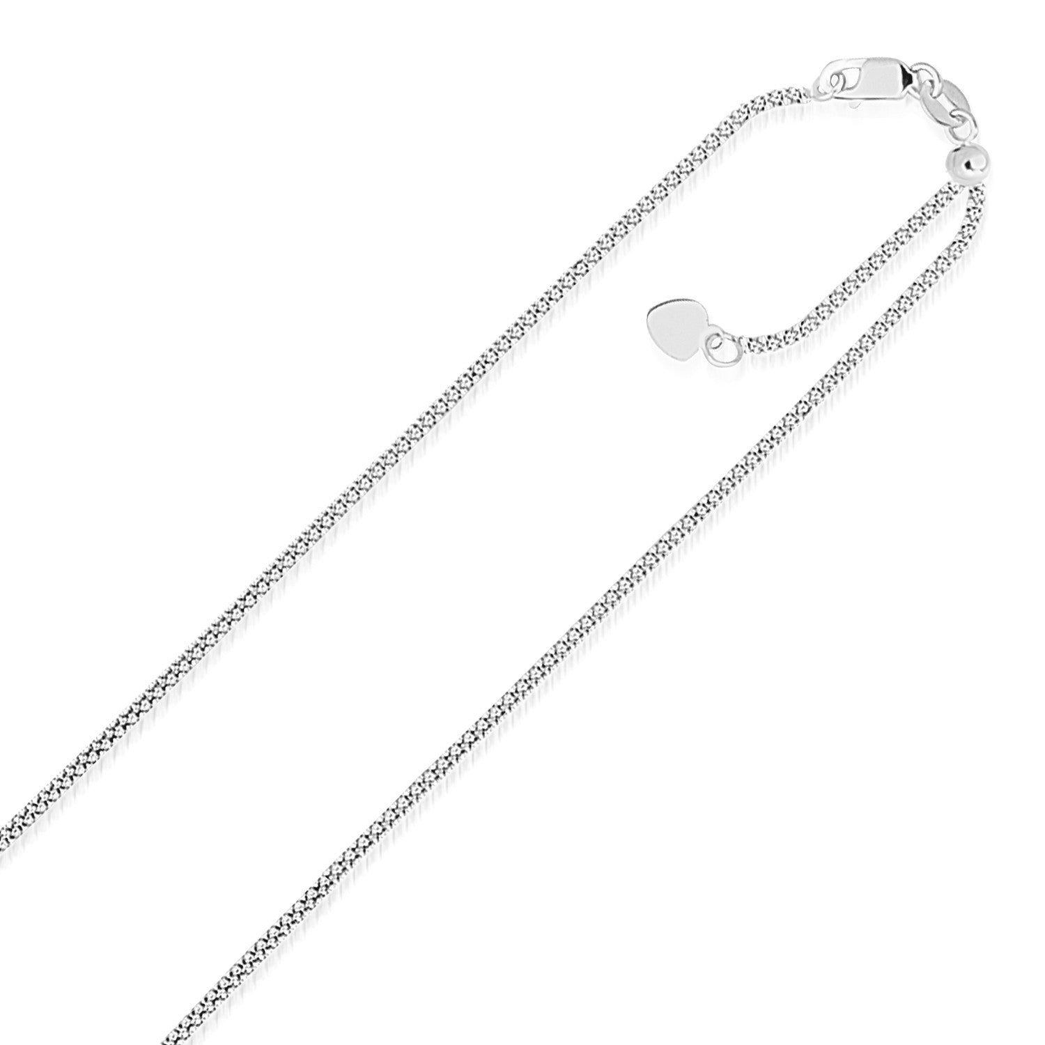 14k White Gold Adjustable Popcorn Chain 1.3mm by Avera Group