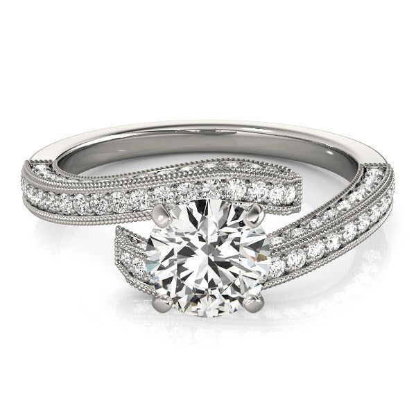 14k White Gold Round Diamond Bypass Style Engagement Ring (1 1/2 cttw) by Bids.com
