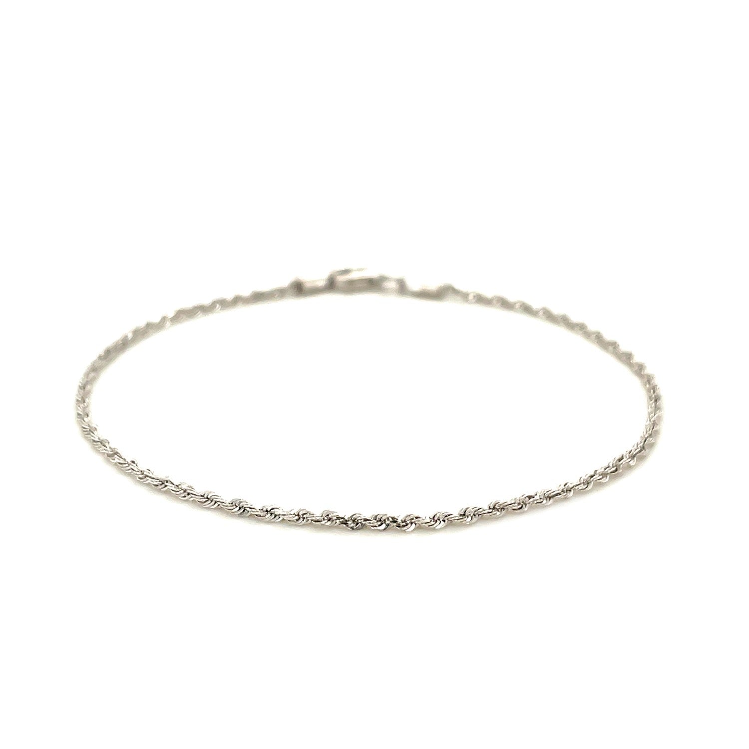 14k White Gold Solid Diamond Cut Rope Bracelet 1.5mm - DestGlow