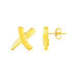 14K Yellow Gold X Earrings - DestGlow
