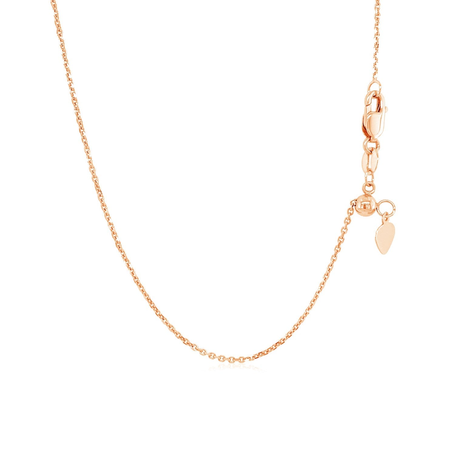 14k Rose Gold Adjustable Cable Chain 0.9mm by Bids.com