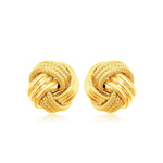 14k Yellow Gold Love Knot with Ridge Texture Earrings - accessories