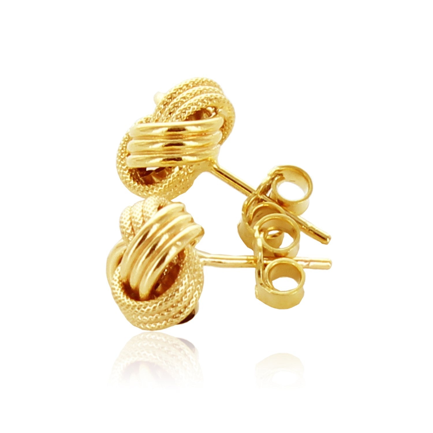 14k Yellow Gold Love Knot with Ridge Texture Earrings - DestGlow