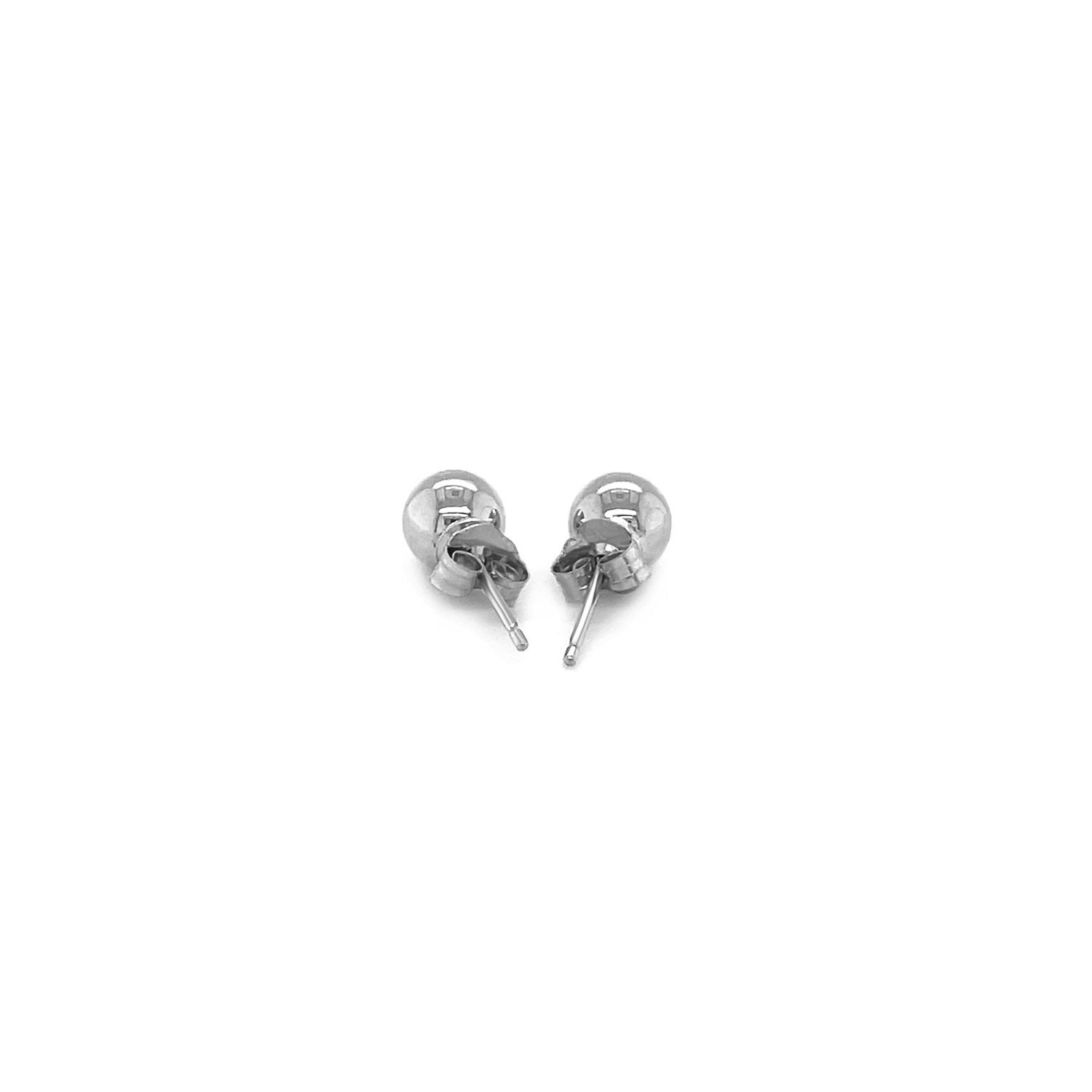 14k White Gold Classic Round Stud Earrings (5.0 mm) - DestGlow