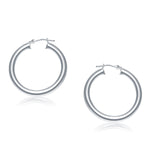 14k White Gold Polished Hoop Earrings (4x30mm) - earrings