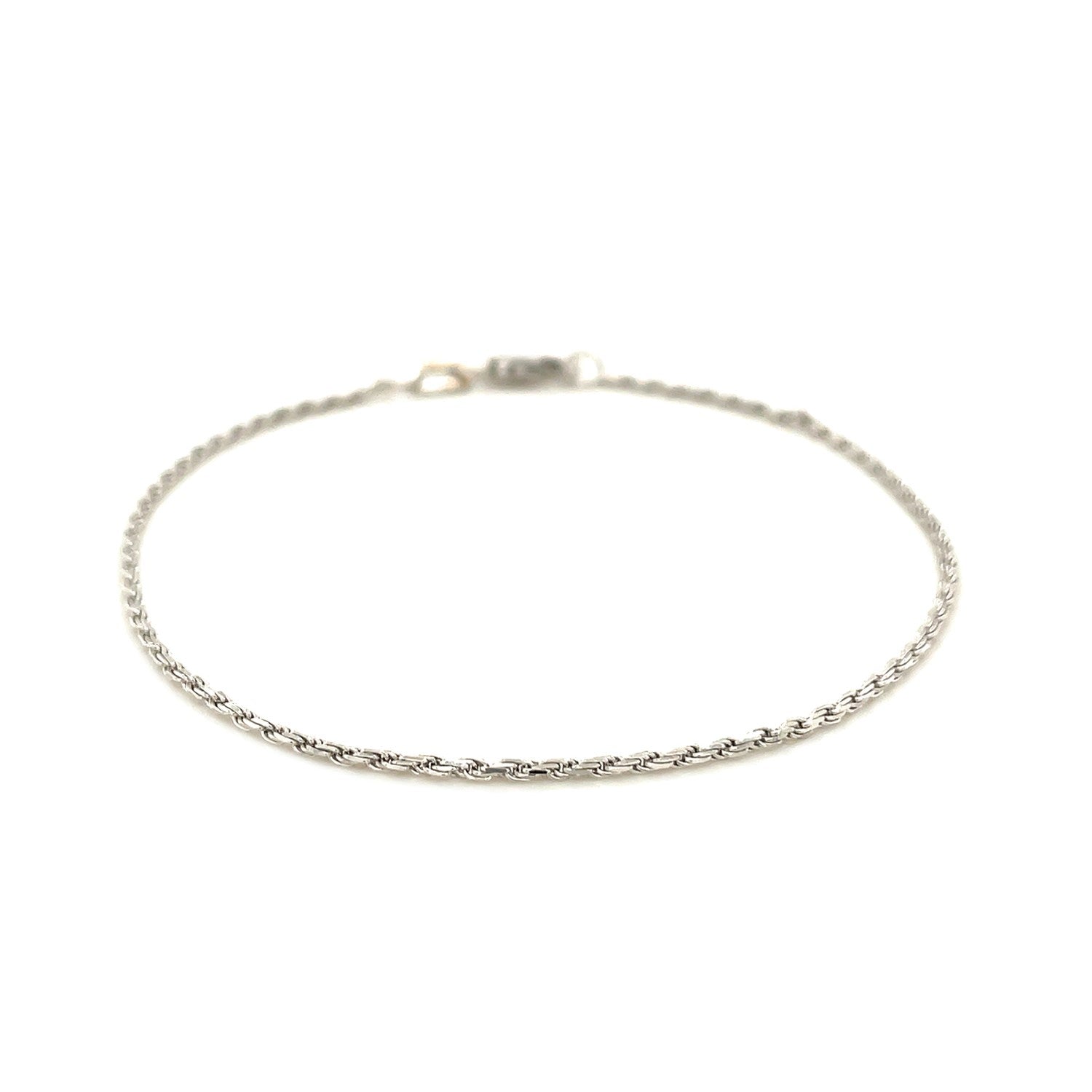 2.0mm 14k White Gold Solid Diamond Cut Rope Bracelet DestGlow
