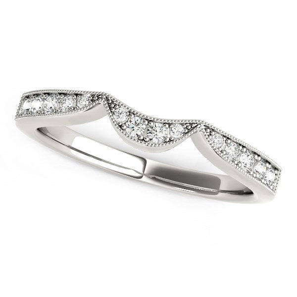 14k White Gold Milgrained Curved Wedding Diamond Band (1/6 cttw) by Bids.com