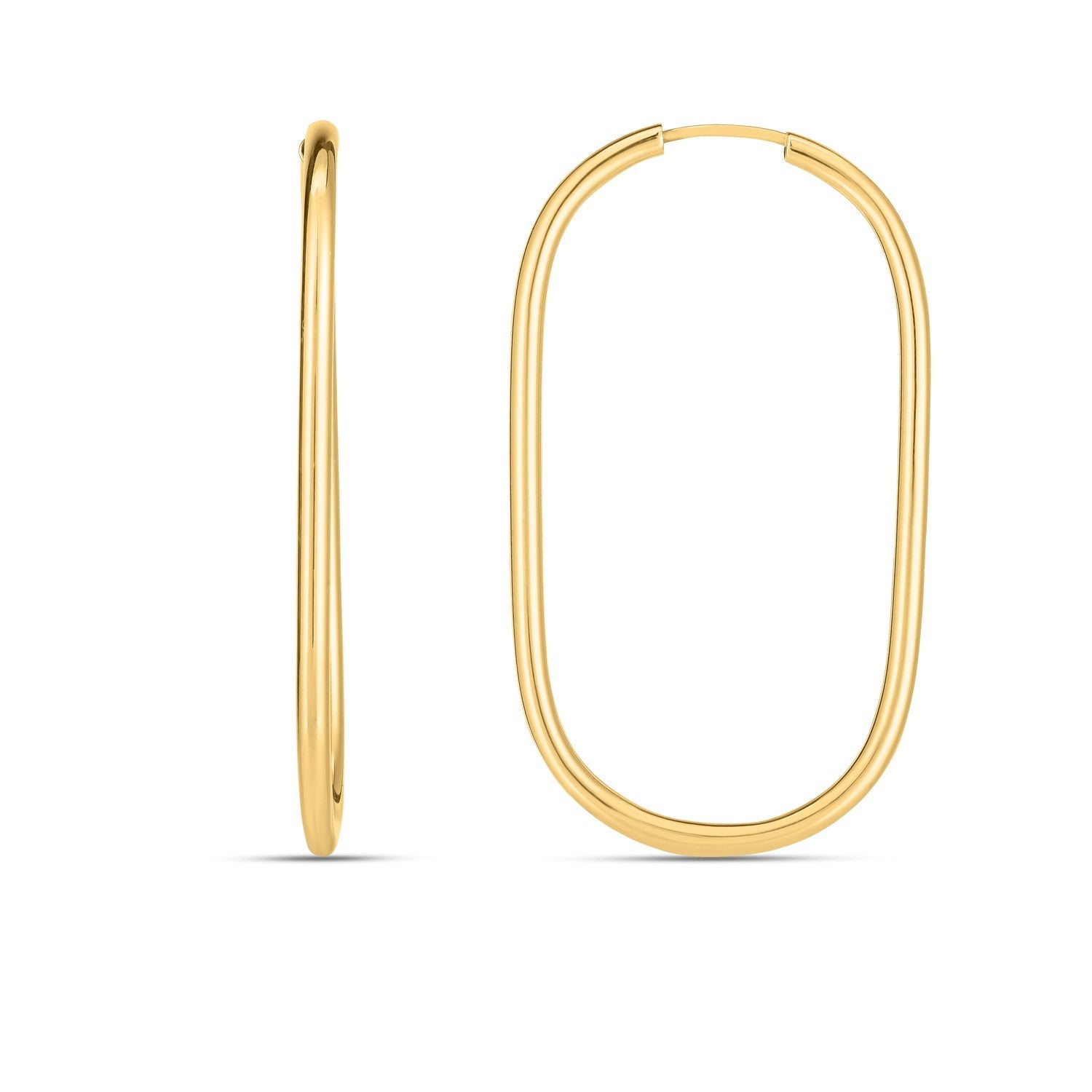 14k Yellow Gold Endless Large Paperclip Hoop Earrings - earrings