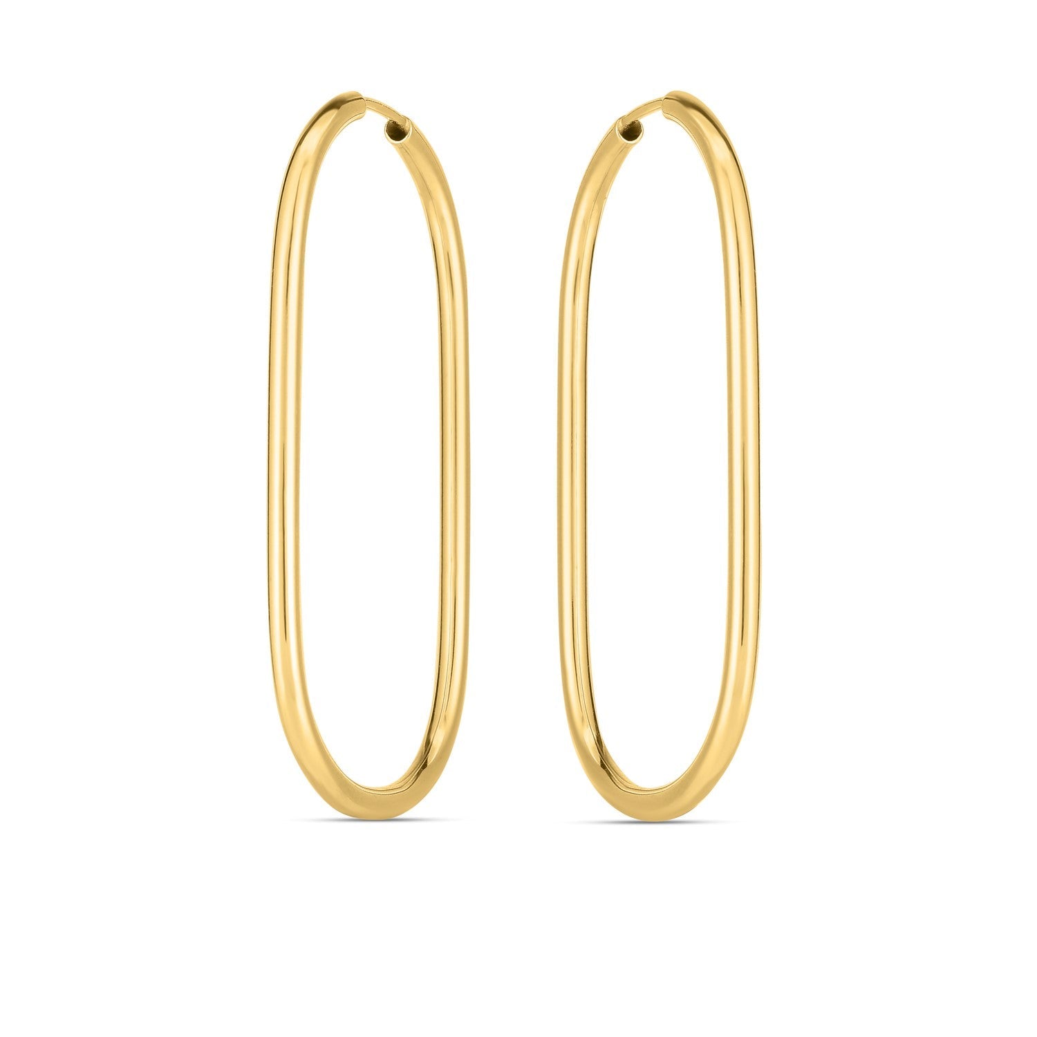 14k Yellow Gold Endless Large Paperclip Hoop Earrings - DestGlow
