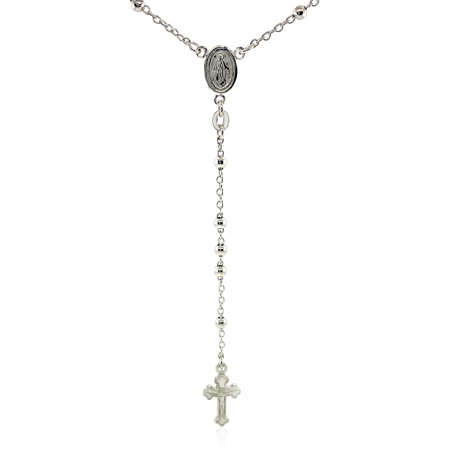 Fine Rosary Chain and Bead Necklace in Sterling Silver - DestGlow